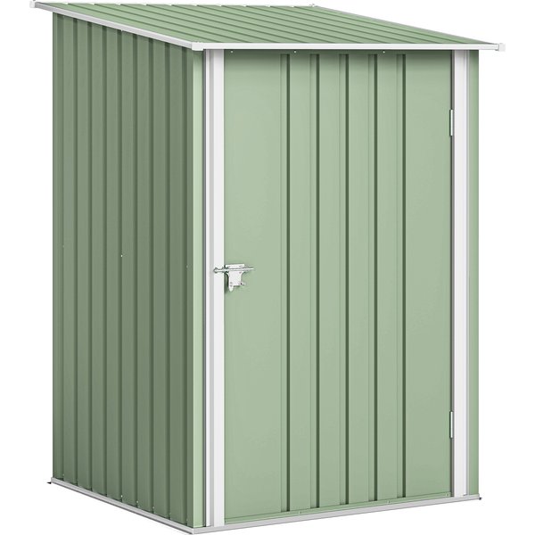 Outsunny Metall Gerätehaus 0,92 m² 100x103x160cm Geräteschuppen mit Pultdach Abschließbarer Tür Gartenhaus Outdoor Garten Schuppen Schrank für Hinterhof Außenbereich Hellgrün Aosom