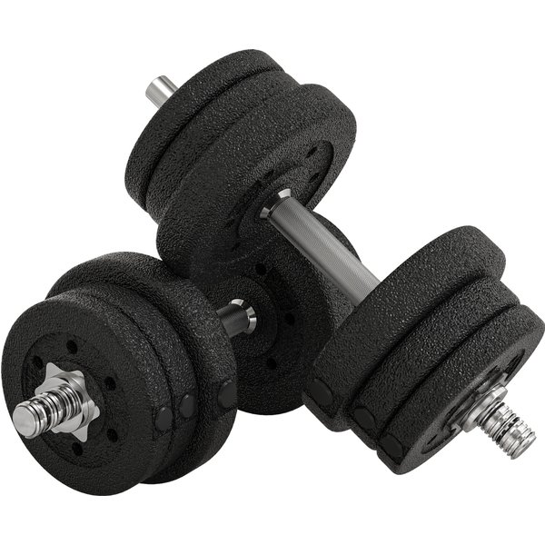 HOMCOM Kurzhantel Set 25KG Hantelset mit Hantelscheiben für Zuhause Büro Fitnessstudio Stahl Kunstleder Schwarz Krafttraining Aosom