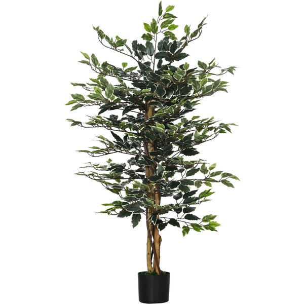 Homcom Plante Artificielle Ficus Tronc Branches Liane Lichen Feuilles Grand RéAlisme Pot Inclus Hauteur 1,3 M-image