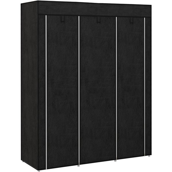 HOMCOM Stoffschrank mit Kleiderstange 8 Ebenen 125x43x162,5cm hellgrau platzsparender Faltschrank für Flur & Schlafzimmer Aosom.de