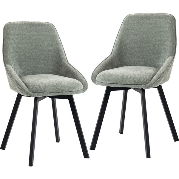 Homcom Lot De 2 Chaises De Salle à Manger Pivotantes à 360°, Chaises Cuisine RembourréE En Chenille, Dossier Incurvé, Vert-image