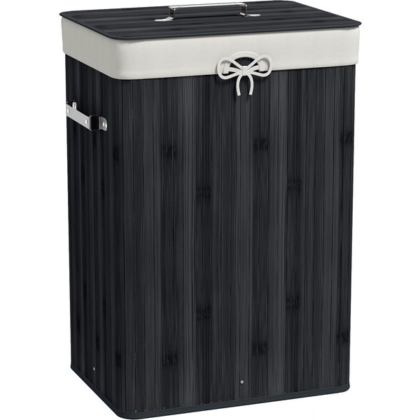 HOMCOM Wäschekorb schmal mit Deckel 72L Wäschesammler mit Griff, herausnehmbarer Wäschesack, Wäschebox für Waschküche Schlafzimmer Badezimmer, Schwarz Aosom