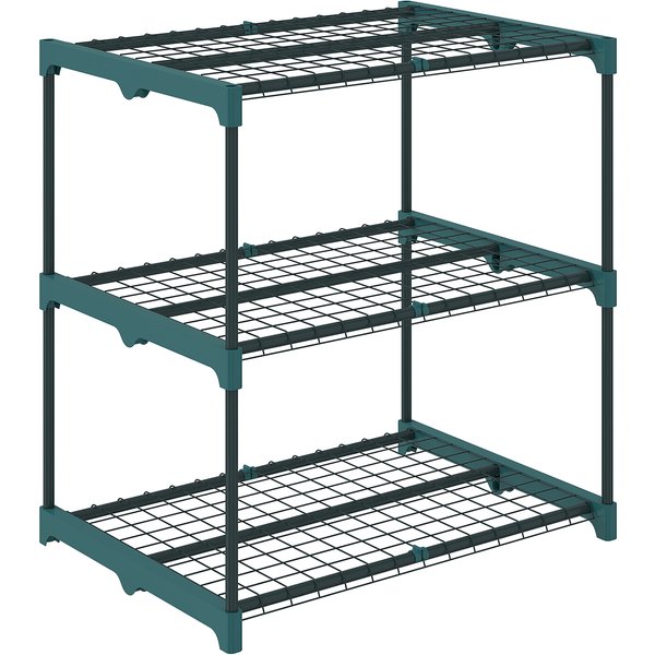 Outsunny 3-Etagen Pflanzenständer, 72 cm hoch Blumenständer für Innen Außen, Pflanzenregal aus Stahl, mehrstöckig Blumenregal, Blumentopfständer für Garten Balkon Deko, Dunkelgrün Aosom