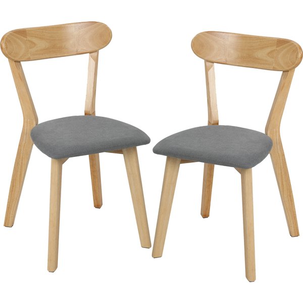 Homcom Lot De 2 Chaises De Salle à Manger, Chaises Cuisine, Assise RembourréEs En Lin, Dossier Incurvé, Gris Et Bois Naturel-image