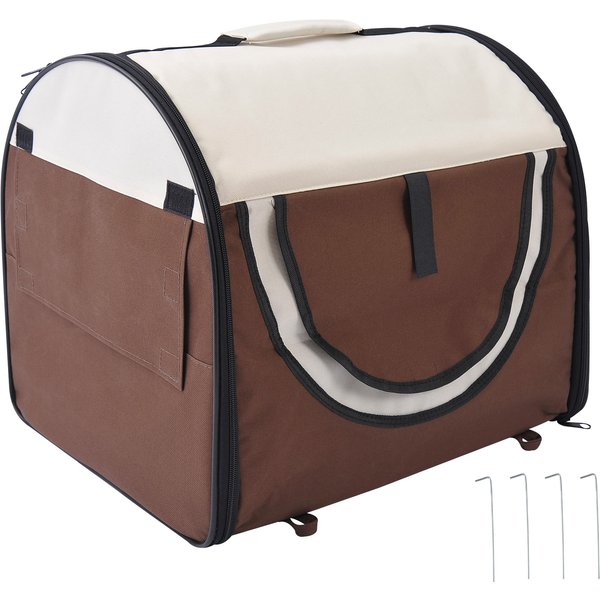 PawHut Hundetransportbox Faltbarer Haustierrucksack mit Kissen, wasserdicht, Oxfordstoff, Kaffee, 61x46x51 cm Aosom
