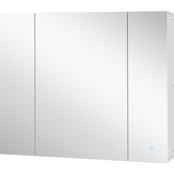 Kleankin Armoire-Miroir De Salle De Bain Avec LumièRe Led, 90X15X75 Cm, Portes Soft Close, Dimmable 3 Couleurs, ÉTagèRes RéGlables, Interrupteur Tactile, Blanc-image