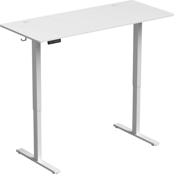 HOMCOM Höhenverstellbarer Schreibtisch Elektrisch 140 x 60 cm, Steh-Sitz Bürotisch mit Memory-Funktion mit 3 Höhen, Leise Computertisch mit LED-Display, Kabeldurchlässen & Haken, Weiß Aosom