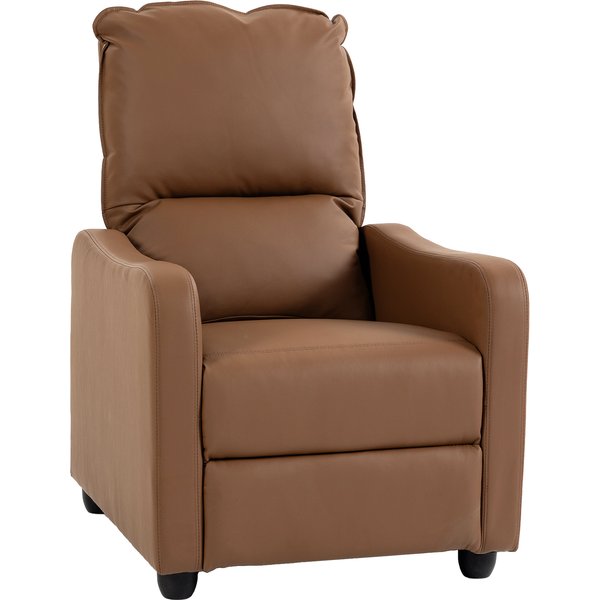 HOMCOM Manueller Relaxsessel 155° mit Fußstütze, ergonomisch gepolsterter Relaxsessel in PU-Leder, Metall- und Holzrahmen für Wohnzimmer und Schlafzimmer, 69x91x100 cm, Dunkelbraun Aosom
