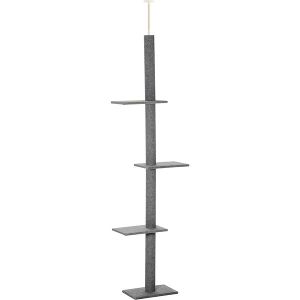 PawHut höhenverstellbarer Kratzbaum 228-260 cm Deckenhoch Katzenbaum Kletterbaum für Katzen Grau für aktives Spielen und Entspannen Aosom.de