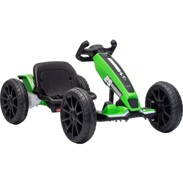 AIYAPLAY 12V Electric Go Kart for Kids with Dual Motors, Adjustable Seat, Soft Start, LED Lights, EVA Wheels, for Age 3-6, Green