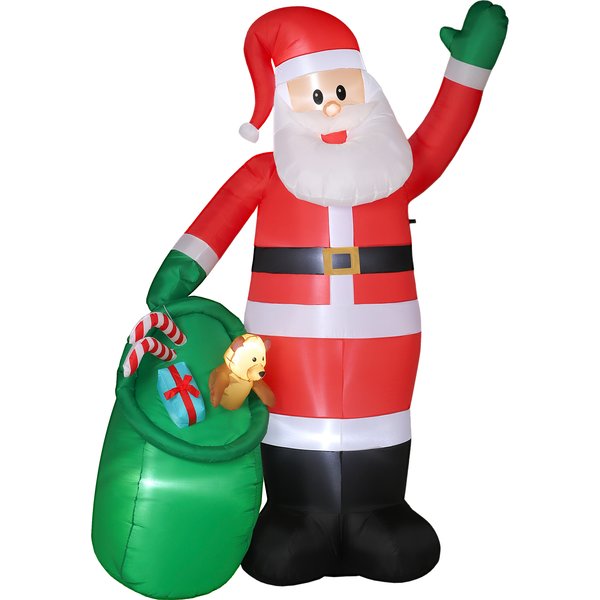 Outsunny PèRe NoëL Gonflable 275 Cm Avec Sac Et Ours - DéCo De NoëL à LED IntéGréEs-image