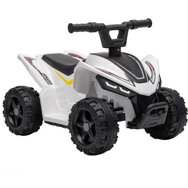 AIYAPLAY Kinder Quad Elektro 6V Kinderquad mit Lithium-Akku Vorwärtsfunktion Lenkerknopf-Steuerung, Elektro-Quad für Kinder 1,5-2 Jahre Max. Belastung 25 kg Weiß Aosom