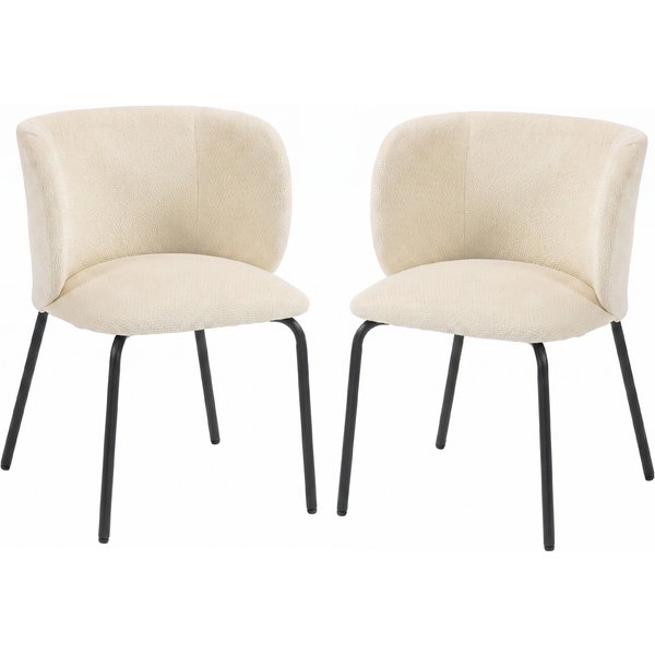 Homcom Lot De 2 Chaises Salle à Manger RembourréEs En Chenille, Dossier Incurvé, Pieds MéTal, Style Moderne, 57X58X77Cm, Beige-image
