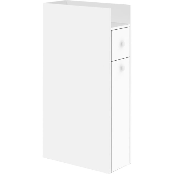 Homcom Meuble De Salle De Bain Gain De Place, 3 Niveaux Avec Tiroirs Et Roulettes, Blanc-image
