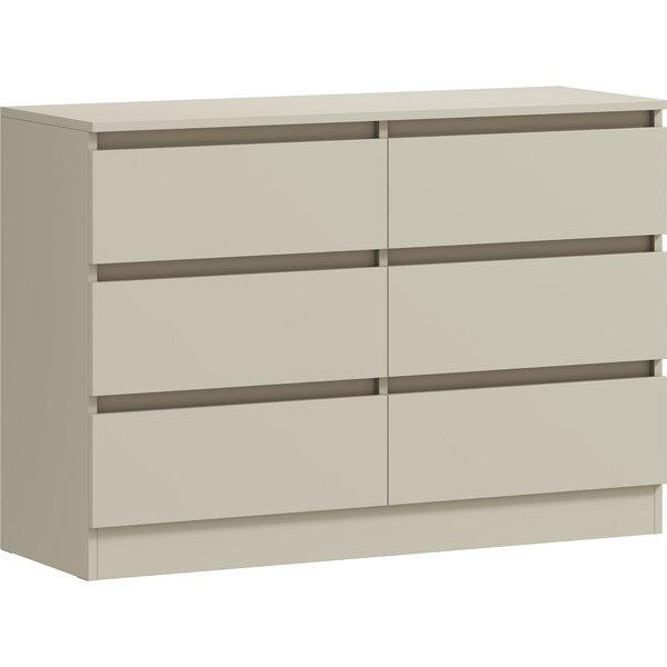 HOMCOM Kommode mit 6 Schubladen für Schlafzimmer, schmaler Schubladenschrank, modernes Highboard, TV-Ständer bis 119 cm, für Wohnzimmer, Ankleidezimmer, Flur, 100x35x69 cm, Hellbraun Aosom
