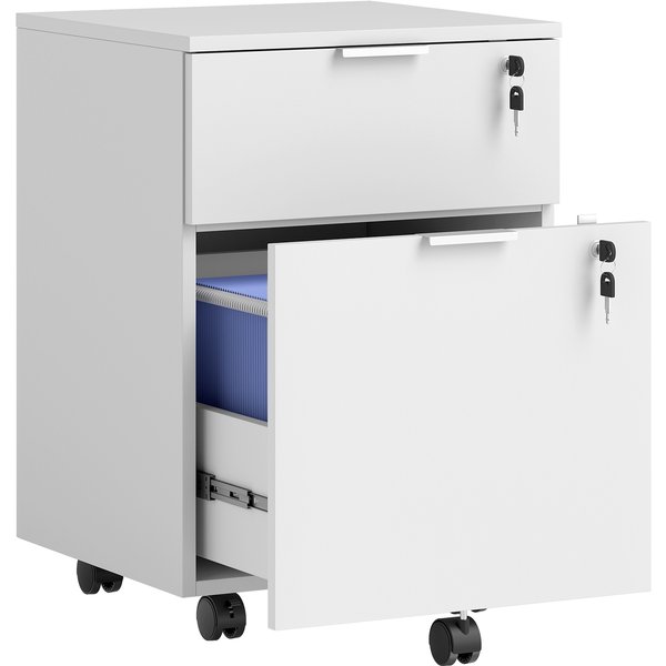 HOMCOM Two-Drawer Lockable Filing Cabinet - White