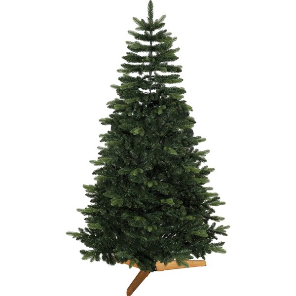 HOMCOM Künstlicher Weihnachtsbaum 210cm, dichte Edeltanne realistisch, 1161 PVC-Zweige feuerhemmend, klappbarer Holz- und Metallfuß, einfache Montage, Weihnachtsdekoration, Innenbereich, Grün Aosom
