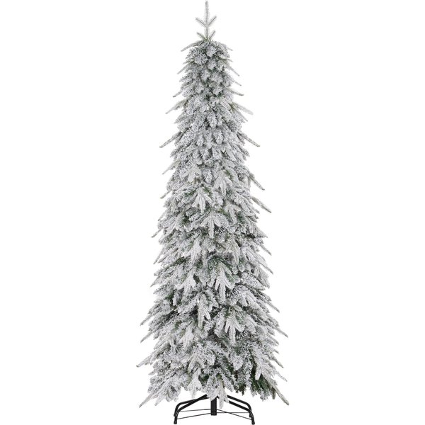 HOMCOM Weihnachtsbaum künstlich 180 cm Christbaum wie echt mit 600 dichten Zweigen, Kunstschnee, Auto-Öffnung, Stahlfuß für Heim- und Bürodekoration Aosom
