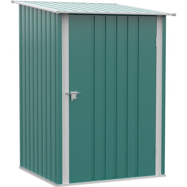 Outsunny Metall Gerätehaus 0,92 m² 100x103x160cm Geräteschuppen mit Pultdach Abschließbarer Tür Gartenhaus Outdoor Garten Schuppen Schrank für Hinterhof Außenbereich Grün Aosom