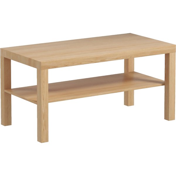 Homcom Table Basse De Salon, Table D'appoint Rectangulaire à 2 Niveaux Avec éTagèRe De Rangement, 90X45X44,5Cm, Bois Naturel-image