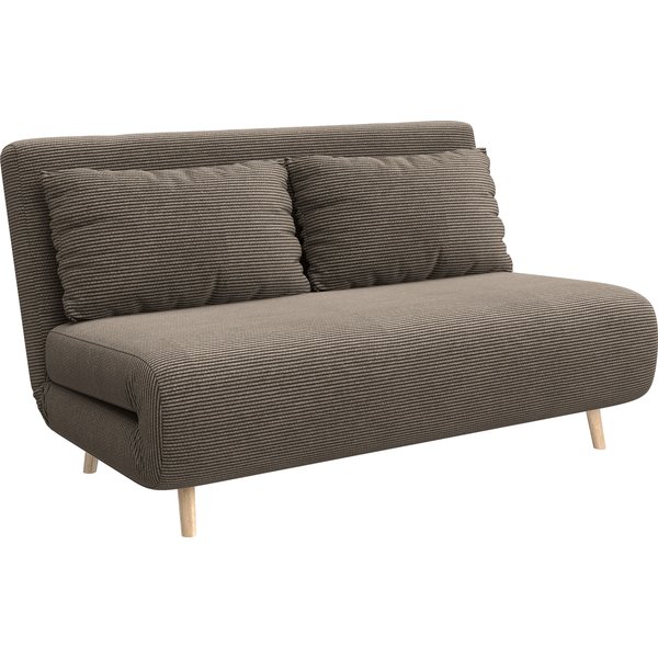 HOMCOM 3 in 1 Schlafsofa 2 Sitzer Sofa mit Schlaffunktion, 191 x 141 cm Klappbar Couch Schlafcouch mit 3-stufig Verstellbarer Rückenlehne und Kordoptik für Wohnzimmer, Dunkelbraun Aosom