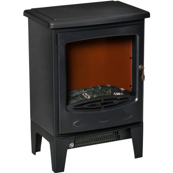 HOMCOM Electric Fireplace Stove, Free standing Fireplace Heater with Realistic Flame Effect, Overheat Safety Protection, 900W/1800W | Aosom Ireland