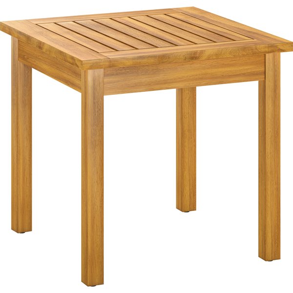 Outsunny Table D'appoint 48 X 48 Cm RéSistante Aux IntempéRies Table De Jardin Avec Plateau à Lattes Pieds RéGlables, CarréE-image