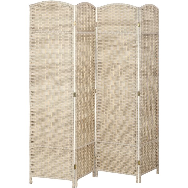 HOMCOM Innenparavent aus Holz, 4 Paneele, 180 x 180 cm, faltbarer Raumteiler für Wohnzimmer, Schlafzimmer, Zuhause, Eiche Aosom