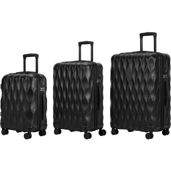 HOMCOM 3-Piece Suitcase Set, Hard Shell Carry On & Checked Luggage Set with TSA Lock, 20/24/28 Inch, Black | Aosom Ireland