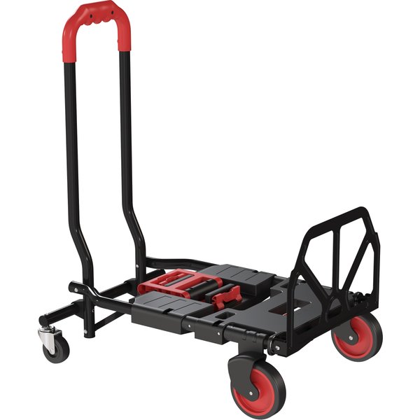 HOMCOM 2-in-1 Plattformwagen Sackkarre Klappbar Transportwagen mit Lenkrollen, Griff, Stahl Handwagen Transporthilfe Paketwagen bis 120 kg Aosom