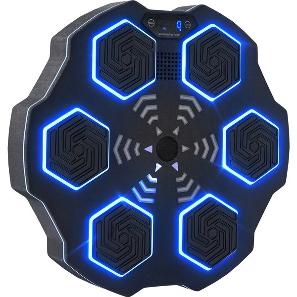 SPORTNOW Music Boxing Machine, elektronische Bluetooth Boxmaschine mit Musik, 9 Geschwindigkeit 3 Modi, Wandmontiertes Smart Boxziel mit LED-Leuchten, für Erwachsene, Heimübungen, Schwarz Aosom