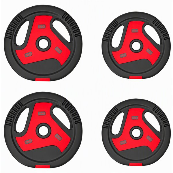 Sportnow Lot De 4 Disques 2 X 5/2,5 Kg, Set De Disques Avec PoignéEs, Noir+Rouge-image