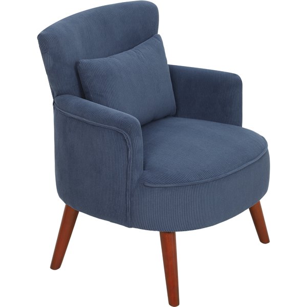 Homcom Fauteuil Moderne à Accoudoirs, Fauteuil Rembourré D'appoint Avec Coussin Lombaire, Bleu-image