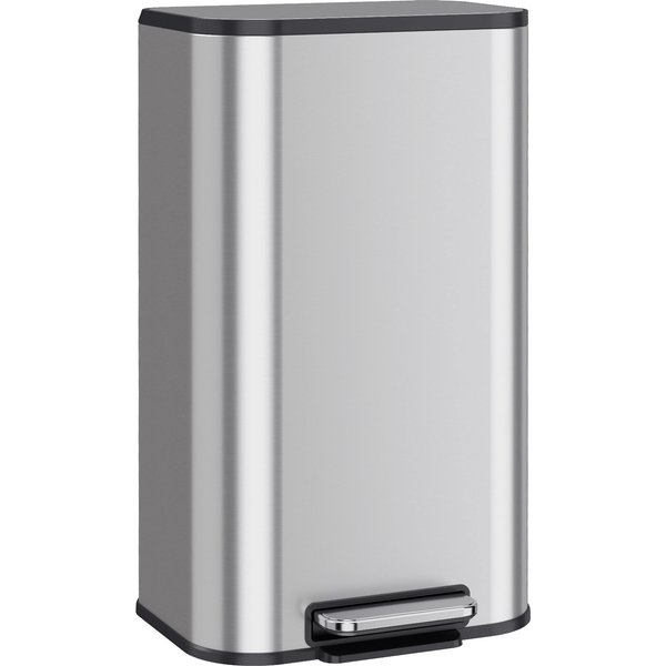 Homcom Poubelle De Cuisine 30 L, Poubelle à PéDale En Acier Inoxydable Avec Fermeture Douce Et Fonction Maintien Ouvert, Seau IntéRieur Amovible, Argent-image