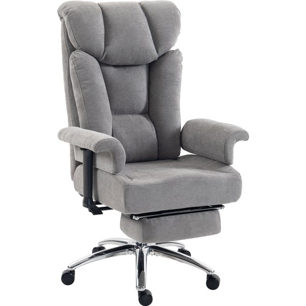 HOMCOM Big and Tall Office Chair, 250 kg Heavy Duty Executive Desk Chair with Adjustable Padded Armrests and High Back, Grey