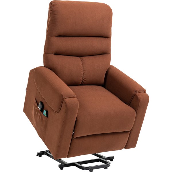 HOMCOM Fernsehsessel Aufstehsessel elektrisch mit Massagefunktion Heizung Liegefunktion Polyester hellbraun 79x97x103cm für Komfort & Entspannung Aosom.de