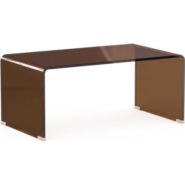 Homcom Table Basse En Verre, Table De Salon Rectangulaire Design Moderne Avec Bords Arrondis SûRs, Marron Transparent-image