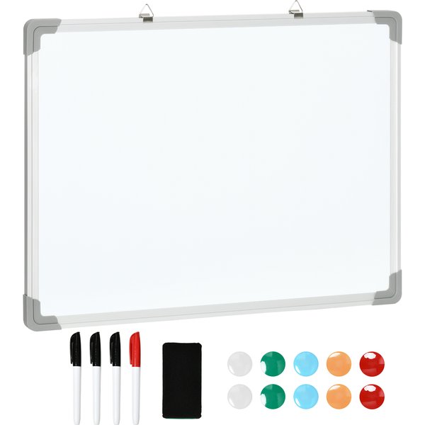 HOMCOM Whiteboard Magnetisch 60x1,8x45cm mit 4 Markern, 1 Radiergummi, 10 Magneten, Staffelei & Wandmontage Aosom.de