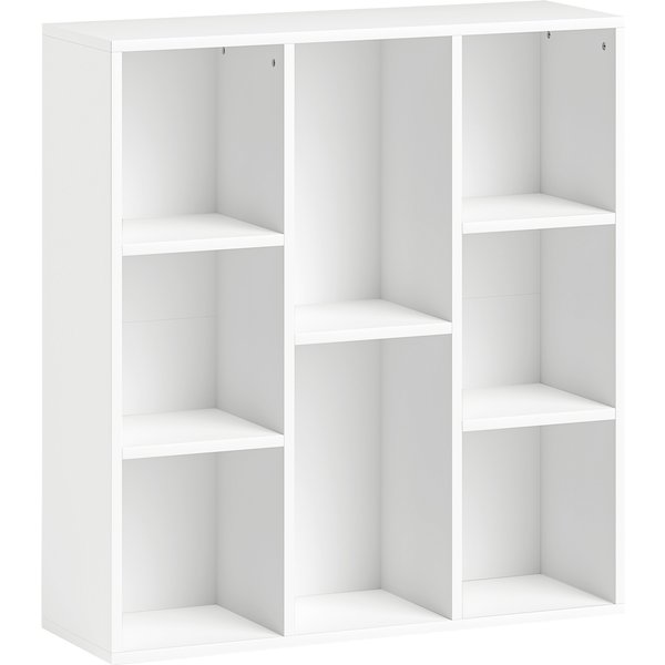 HOMCOM Bücherregal, Standregal mit 8 Ebenen, Aufbewahrungsregal, Küchenregal für Wohnzimmer, Schlafzimmer, Büro, Weiß Aosom