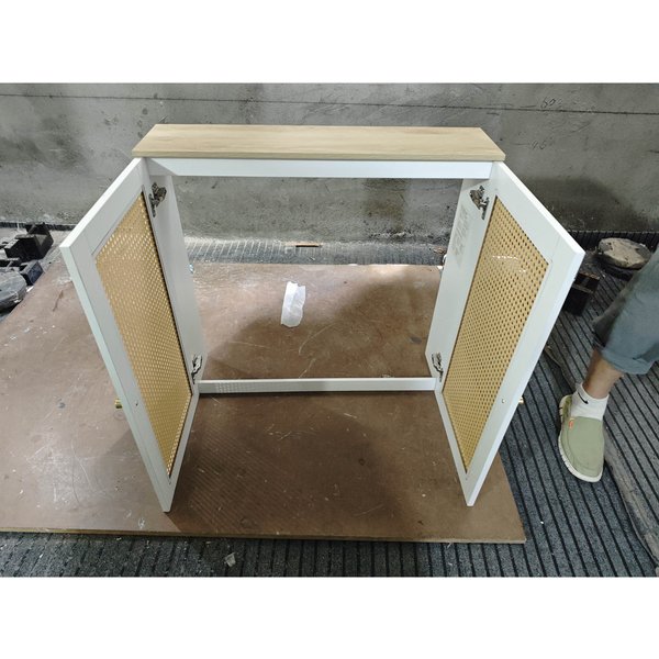 HOMCOM Heizkörperverkleidung mit 2 Rattan-Türen, Heizkörperabdeckung, Abdeckung für Heizkörper, für Wohnzimmer, Schlafzimmer, 78x19x75 cm, Weiß Aosom