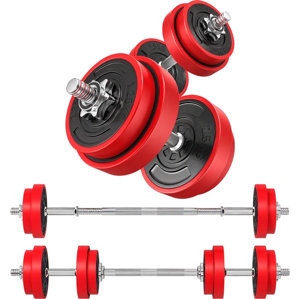 Homcom HaltèRes De 20 Kg Ensemble D'haltèRes Musculation RéGlable Avec Barre D'extension Pour EntraîNement Musculaire Et HaltéRophilie-image