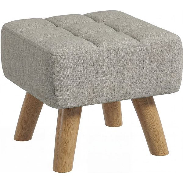 Homcom Repose Pied Salon Ottoman SièGe Rembourré En Tissu Avec Pieds En Bois 27 X 27 X 26 Cm Gris Clair-image