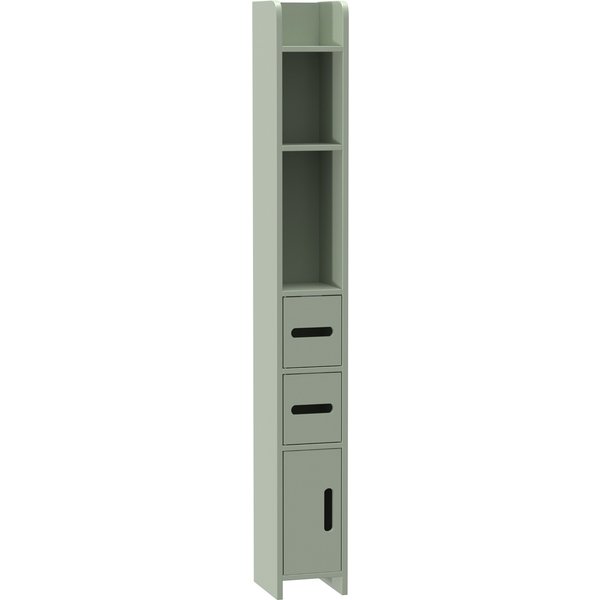 Kleankin Meuble Colonne De Salle De Bain, Armoire Toilette Haute Avec ÉTagèRes Et Placards - 15 X 17 X 120 Cm, Vert Clair-image