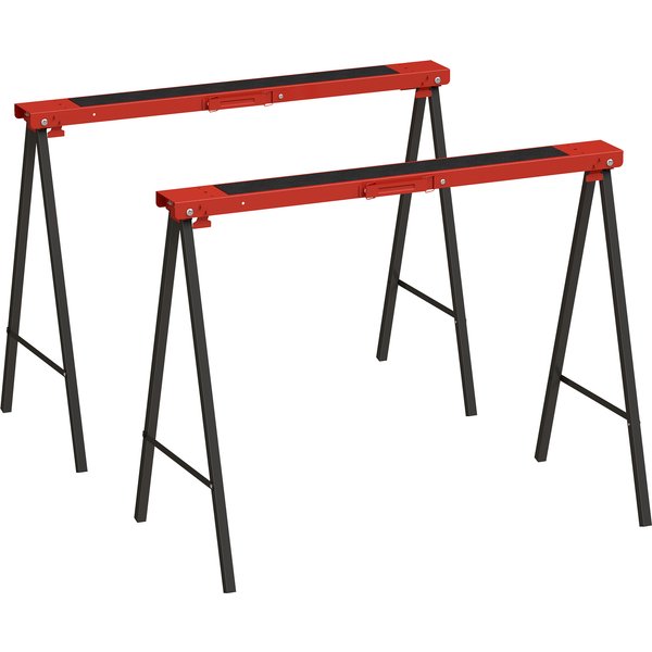 Durhand Lot De 2 TréTeaux, Support D'artisan, Jusqu'à 250 Kg, MéTal, Rouge-image
