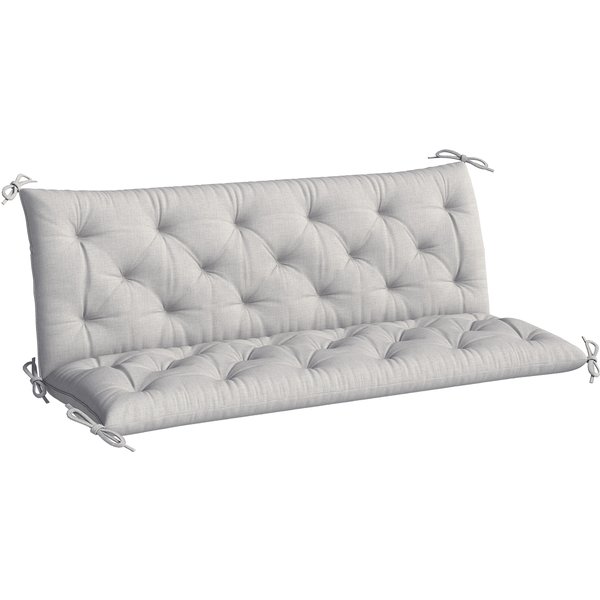 Outsunny 3 Sitzer Bankauflage 150x98x8 cm Bankkissen mit Bändern, Sitzkissen, Outdoor/Indoor Stuhlkissen, Sitzauflage, Sitzpolster, Bankpolster für Gartenmöbel, Sitzbank Hollywoodschaukel, Hellgrau Aosom