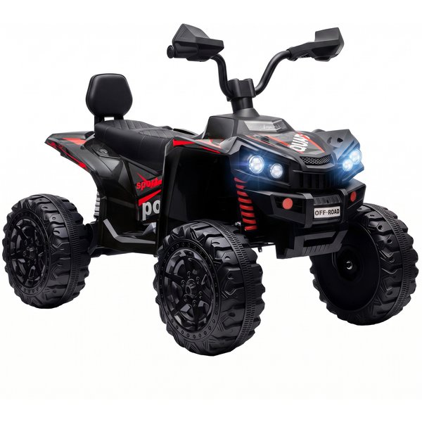 AIYAPLAY Kinder Quad Elektro 24V 2-Sitzer Elektro ATV 4–6 km/h Kinderquad mit Lithium-Akku 2 x 120W Motor 4-Rad-Federung Sanftstart LED-Scheinwerfern Musik USB Elektroquad Elektroauto für 3–8 Schwarz Aosom