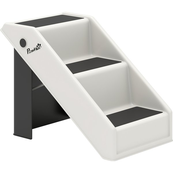 Pawhut Escalier Pour Chien Pliant à 3 Marches AntidéRapantes Escalier Pour Animaux En Plastique 53 X 30,5 X 36,5 Cm CrèMe-image