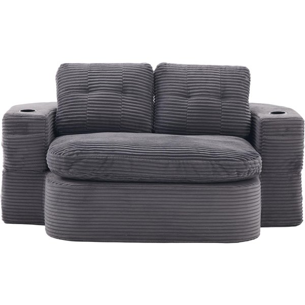 2-in-1 Cordsofa mit verstellbarer Funktion, Dunkelgrau Aosom.de
