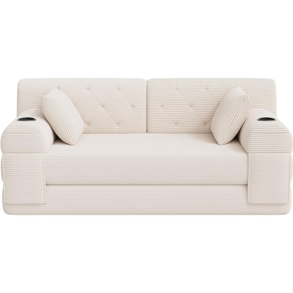 Doppeltes komprimiertes Cordsofa, Beige Aosom.de