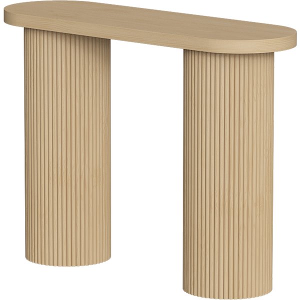 Homcom Table Console CanneléE, Rangement Dissimulé, Pieds Colonnes, Style Rustique, Console D'entréE ÉTroite, 103X35X80Cm ChêNe-image